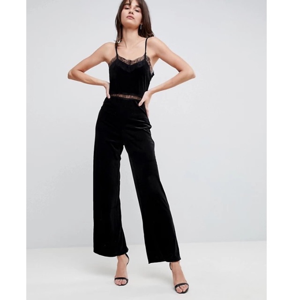 Walter Baker Black velvet jumpsuit